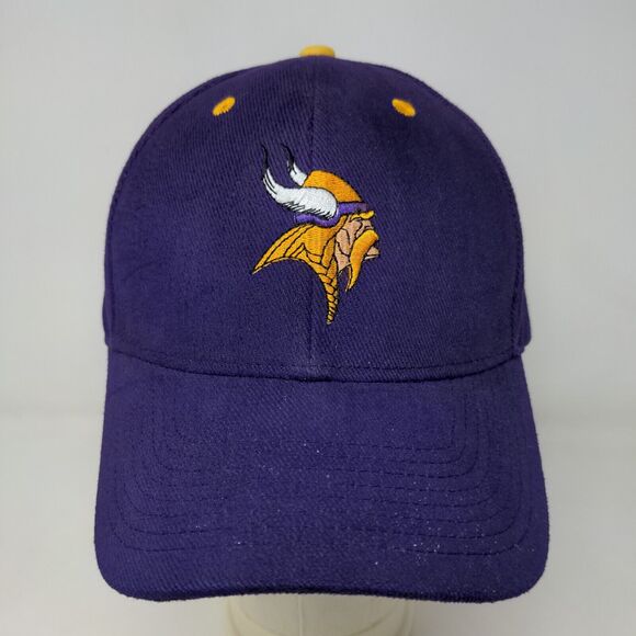 NFL Men's Strapback Hat Purple OSFA Minnesota Vikings Embroidered Logo Cotton - Picture 2 of 9